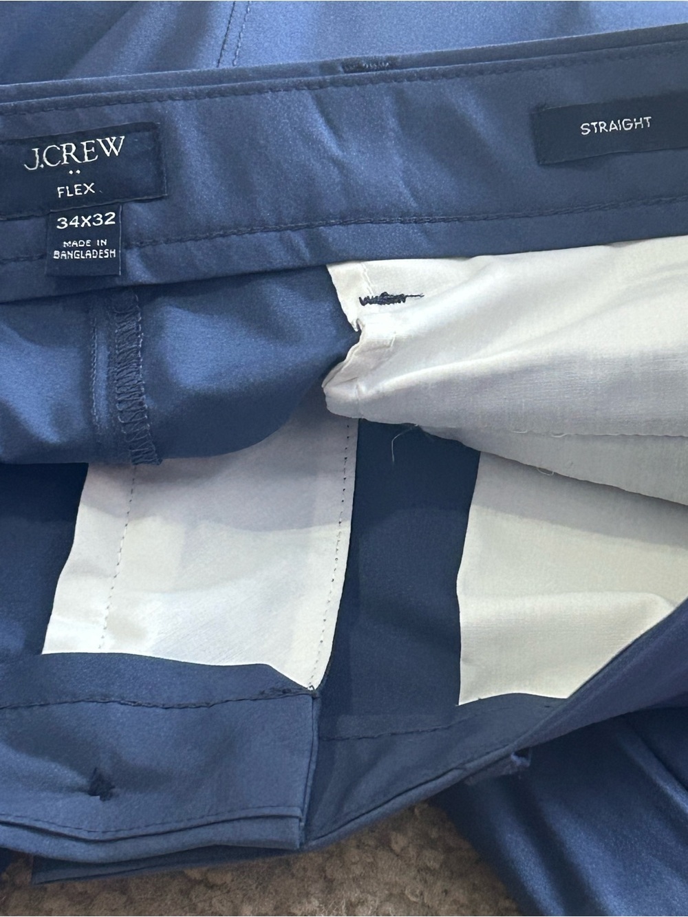 J.Crew Flex Straight Fit Tech Pants Mens 34x32 Blue Stretch Chino EUC - Picture 4 of 8
